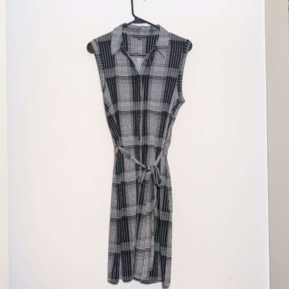 Brooks Brothers Petites Plaid Jersey Button Down Black Grey Large